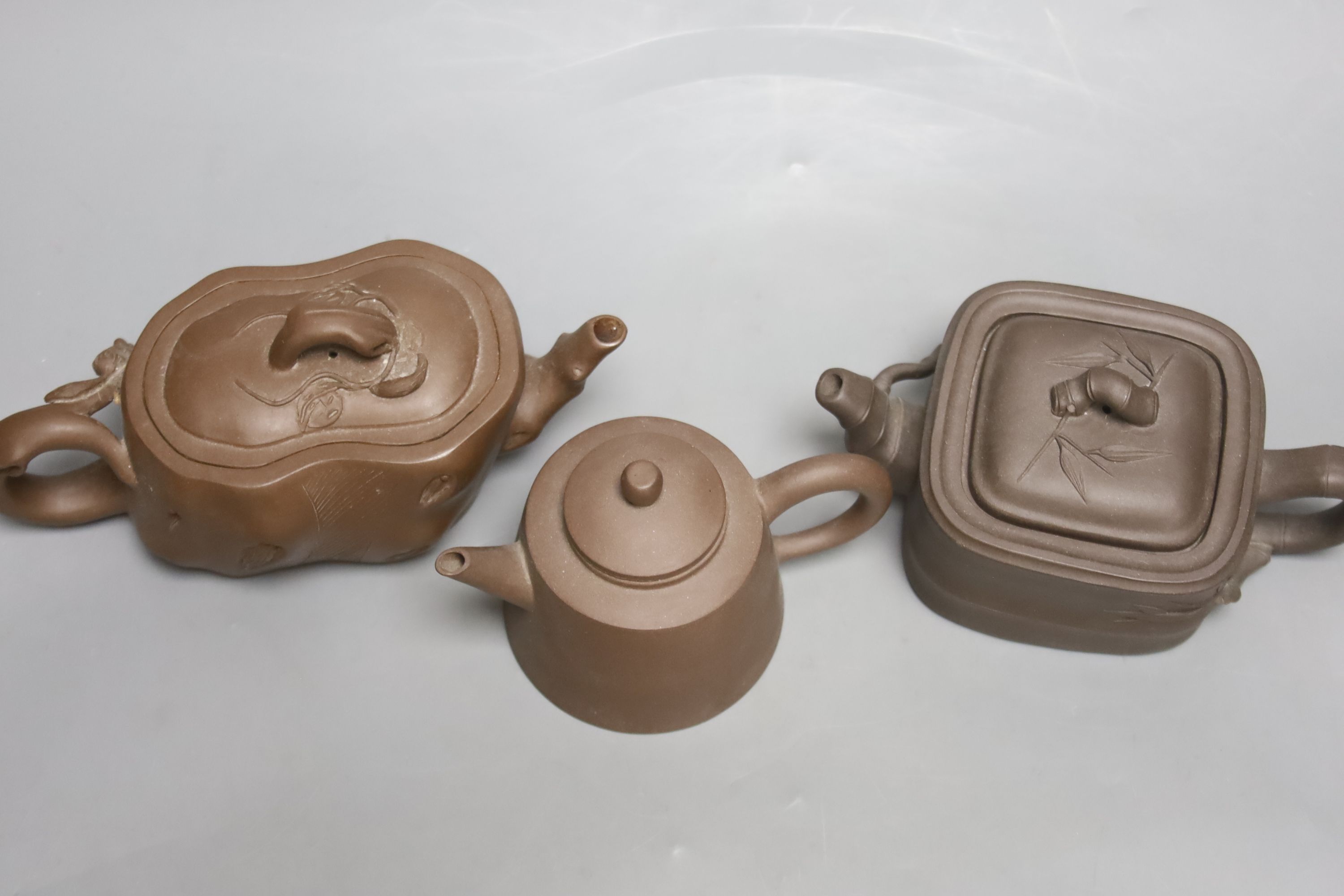Three Chinese Yixing teapots